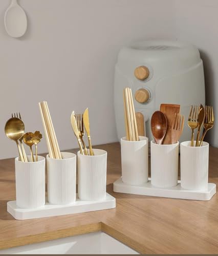 Image of Xmart India Kitchen Organizer - Plastic Self-Draining Cutlery Holder Stand for Spoon, Knife, Fork, Chopsticks - Utensil Storage Box for Kitchen & Dining Table Storage & Organizers, 23x8x12 cm