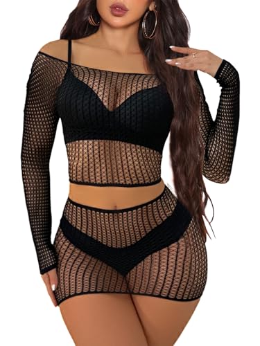 Buitifo Lingerie for Women Fishnet Babydoll Chemise Sexy Nightwear Teddy Dress
