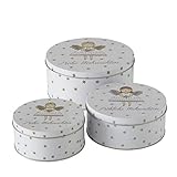 CasaJame 3er Set Metall Keksdose, Rund, Frohe Weihnachten mit Engel-Motiv und...