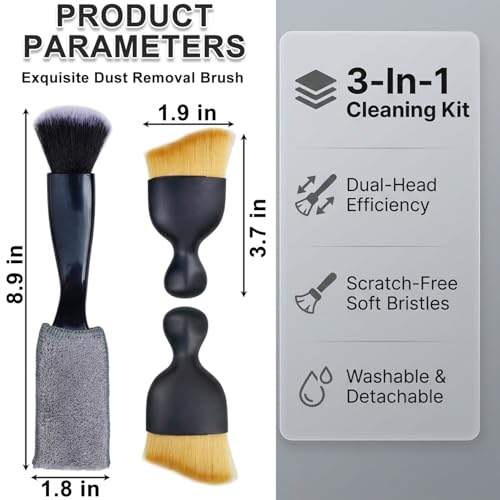 Image of 3 Pcs Exquisite Microfiber Duster Brushes, Car Detailing Brushes, Feather Duster, Efficient Dust Removal, Cleaning Tool Perfect for Computers, Keyboards, Car Interior, Photo Frames, Digital Devices