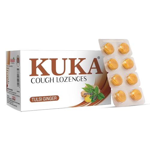 Multani Kuka Cough Lozenges | Tulsi-Ginger (8 x 6) Ayurvedic | Relief From Cough, Sore Throat & Other Throat Problems | Ayurvedic Cough Relief Products | Tulsi-Ginger (48 Lozenges)