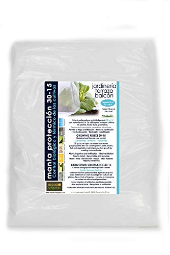 Espacio Vegetal Malla ANTIHELADA 30gr. Plegada de 15mu00b2. Medidas 1,5 x 10m. Protege de Bajas temperaturas los Cultivos de Plantas, Flores, hortalizas y Frutas.