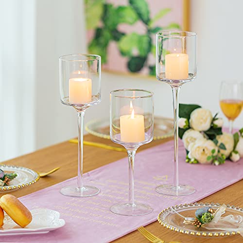 Nuptio 10 Sets Tealight Candle Holder Tall Glass Candle Holder For Floating Candles, Glass Candle Holders For Pillar Candles, Tall Candle Holders For Table Centerpiece Home Party Wedding Table Decor #TOP3