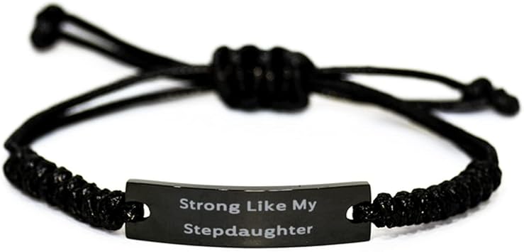Special Stepdaughter, Strong Like My Stepdaughter, Unique Black Rope Bracelet for Daughter from Mother