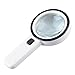 Extra Large Handheld Strong Magnifying Glass with 12 LED and UV Light,XYK 20X Best Jumbo Size Illuminated Magnifier for Reading,Inspection,Hobbies,Macular Degeneration and Currency Detecting (White)