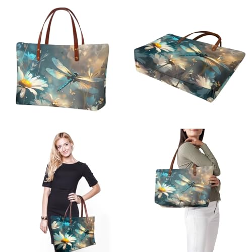 Image of 2PCS Tote Bag for Women Top Handle Purse with Wallet, Hobo Bag Tote Shoulder Bag with PU Cosmetic Bag