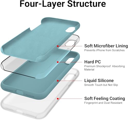 LOXXO Microfiber Candy Case Compatible For Iphone X/Xs Liquid Silicone Gel Rubber Phone Cases Non-Slip Full Body Protective Shockproof Back Cover (Cactus), Blue 3 41aFovSboYL