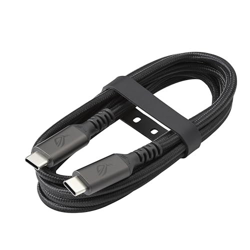 Image of ASUS ROG 240W USB-C to USB-C Cable (LCR50), 1.5M Fast Charging Cable with E-Marker Chip, AVS Tech, 480Mbps Data Transfer, Nylon Braided,Compatible with Laptops & ROG Devices, Black, 2 Year Warranty