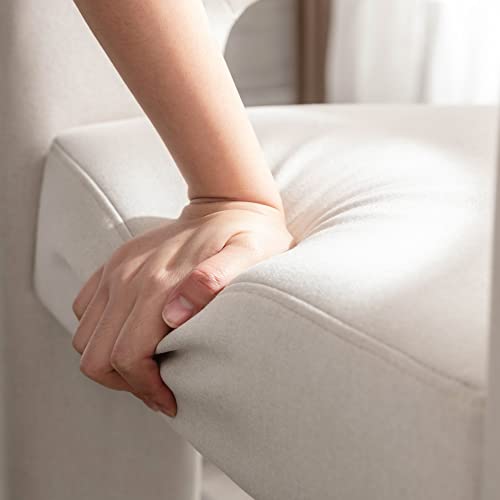 Bestano Modern Linen Fabric Upholstered Dining Chairs, Cute Barrel Side Chairs Kitchen Armchair For Living Room/Dining Room/Bedroom, Ivory #TOP4