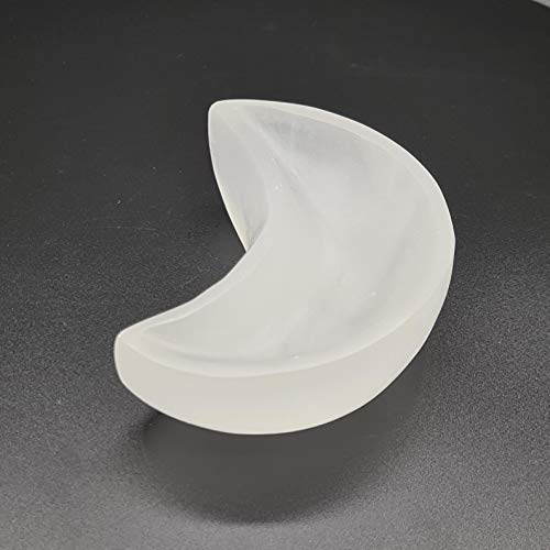 Selenite Bowl (Hexagon, Oval, Moon) Cleansing Bowl, Cleansing, Charging, Meditation, Energy, Crystal, Healing (Moon)