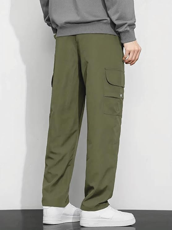 Image of Men Cargo Pants 100% Cotton | Relaxed Fit Utility Cargos for Men with 6 Pockets | Breathable Durable Fabric | Casual Streetwear Travel & Outdoor Pants