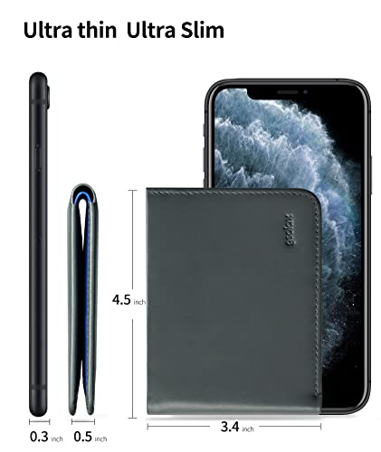 Gsoiax Hide & Seek Thin Wallet For Men Made Of Cowhide Rfid Blocking Bifold Mens Slim Wallets With Gift Box (Grey - Blue) #TOP3