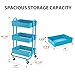 DESIGNA 3 Tier Metal Rolling Cart, Heavy Duty Storage Utility Cart Little Organization Cart with Handle and Locking Wheels,Multifunctional Storage Shelves for Office Kitchen Bedroom Bathroom,Turquoise