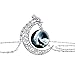 Linsh Dome Moon Howling Wolf Time Gems Pendant Necklaces Hollow Out Carved Fashion Jewelry(Style 4)