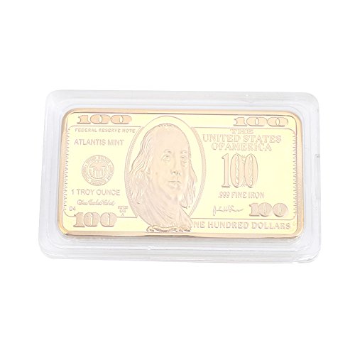 Rosepoem 100 dolares Barra de lingotes 24K chapado en oro Regalos Colección...