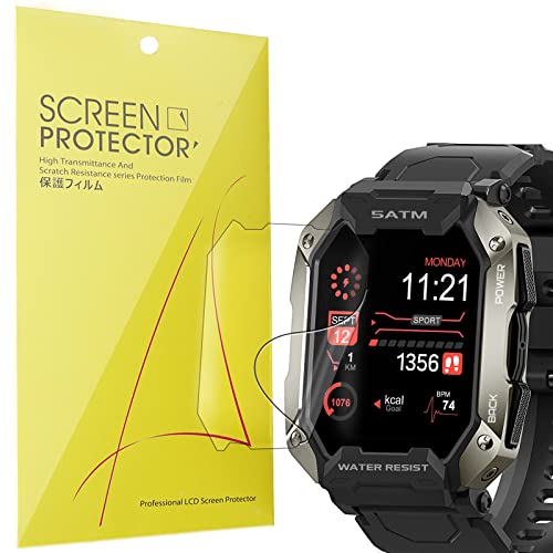Compatible For Amaztim C20 Smart Watch Screen Protector, Lamshaw [6 Pack] Full Coverage Tpu Clear Film Compatible With Kospet Tank M1 Pro Smart Watch / Slothcloud Smart Watches/C20 Military Smart Watch/Pyrodum Gt600 Smart Watches (6 Pack) #TOP1