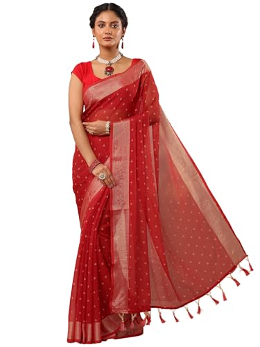 Image of Libas Printed Chiffon Saree for Women With Unstitched Blouse Piece | Traditional Saree for Festive & Wedding
