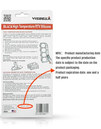 Visbella High Temperature RTV Silicone Gasket Maker, Sealed Oil Resistant Waterproof Quick Dry Liquid for Bonding Internal Combustion, Steam Turbines, Automotive Engine Parts 3.7OZ (BLACK)