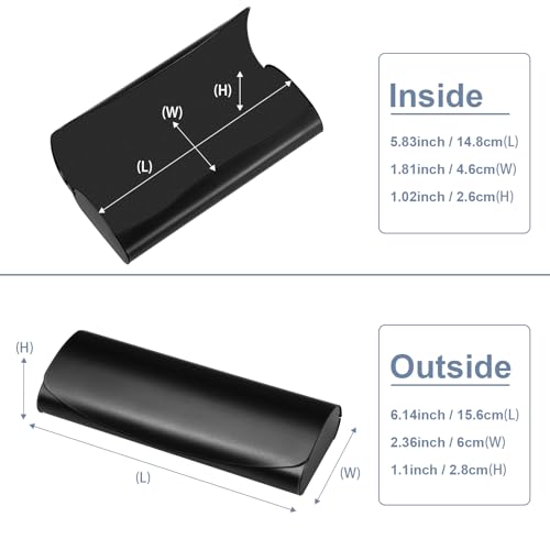 FINTIE Brillenetui Metall Aluminium - Tragbare Hardcase Flach Brillen Etui mit Brillenputztuch für Herren und Damen, Schwarz