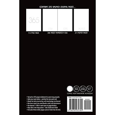 365 Day Journal Undated Black Book: Page Per Day Blank Notebook Diary Planner, Numbered 1-366, Plain Unlined Paper, Minimalist Design, Deco Numbers Paperback November 20, 2019