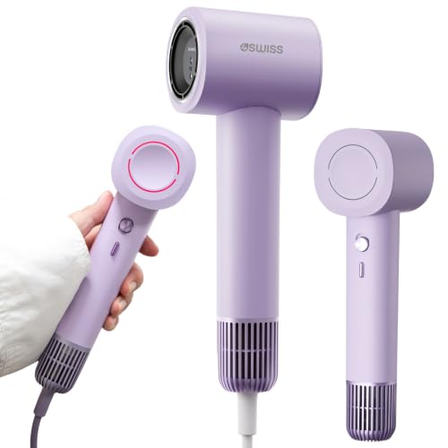 4Swiss Föhn mit Ionen Haartrockner Fön Hair Dryer für Haare Glatt Haarföhn Klein Reisefön Leise Handlich Hochleistungsföhn Hairdryer Leicht Zubehör Hair Dryer Blow Friseur - F326 SmartAI+ Lavendel