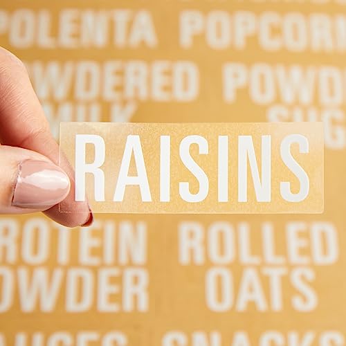 Talented Kitchen Pantry & Fridge Label Set - Water-Resistant Vinyl Kitchen Organization Labels - Preprinted Pantry Container Stickers - Sugar & Flour Baking Stickers - 224-Pack, Medium, White/Clear