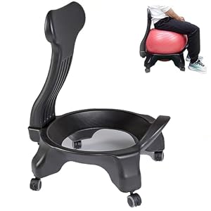 EXCLURA Sitzball Büro Balance Ball Stuhlgestell Nur, Gymnastikball Stuhl Basis mit Rückenlehne und Rollen, Rollender Stabilitätsball Stuhlständer für Zuhause