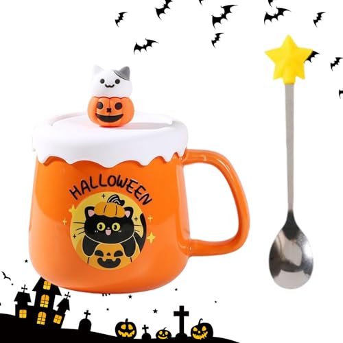 Uonguon Taza de café de Halloween, taza de bruja Nique, taza de cerámica de Halloween, taza de café multifuncional, decoración de cocina espeluznante, taza de café temática de bruja, taza de cerámica