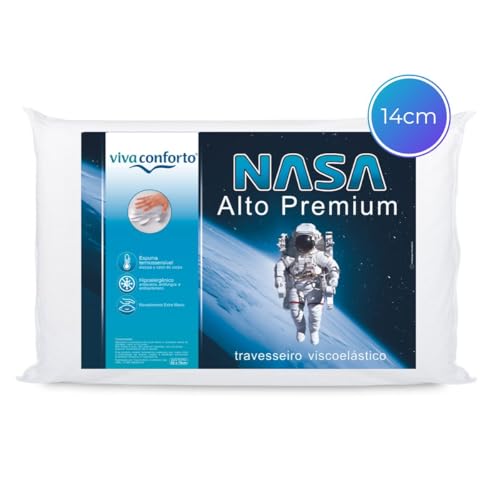 Travesseiro Nasa Alto Memory Visco Hipoalergênico Viva Conforto Altura 14cm