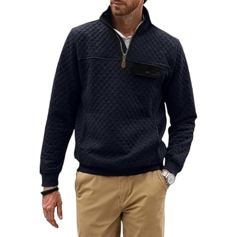 Dokotoo Men's Quarter Zip Sweatshirt with Pocket Cover