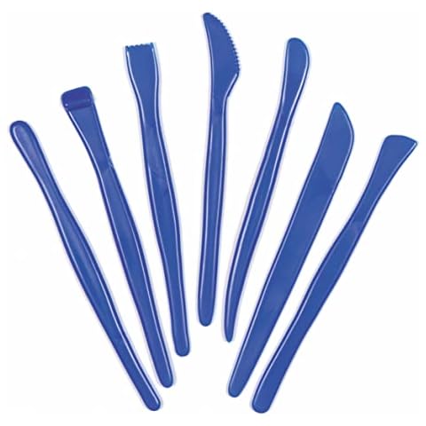 Baker Ross Kunststoff-Modellierwerkzeuge AC443, perfekt zum Formen, Modellieren und Schneiden von Mustern in Ton und Modelliermasse (14 Stück), blau Cover