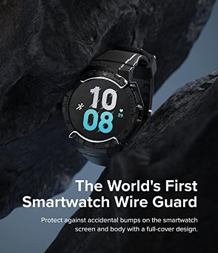 Ringke Fusion-X Guard Compatible with Samsung Galaxy Watch 5/4 44mm Case with Strap, Shockproof Rugged Sturdy Bumper Cover with Stainless Steel Wire Guard - Black
