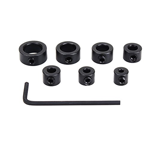 YUMILI Lot de 8 Colliers de Butée de Profondeur, Bagues de Butée de Profondeur en Acier au Carbone, Butées de Profondeur de Foret avec Clé Hexagonale,...