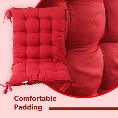 Image of Kuber Industries 18x36 Inch Microfiber Comfy Long Rocking Chair Pad /Floor Cushion with Ties | Comfortable Sitting Large Pillows Seating for Adults | Maroon