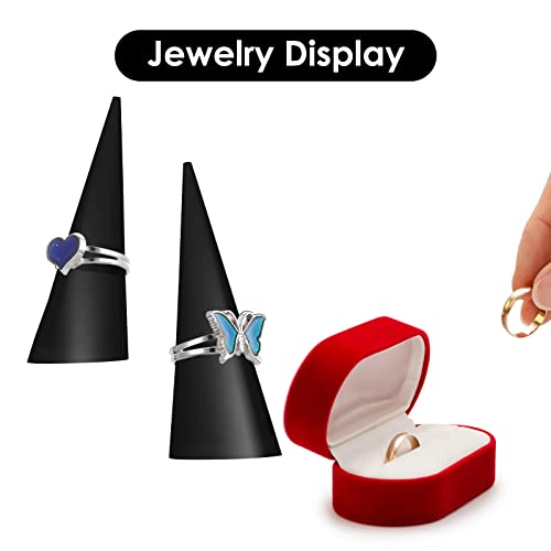 Ouligay 2Pcs Acrylic Ring Holder Tower For Jewelry Cone Shape Ring Stand Acrylic Ring Display Acrylic Solid Ring Display Single Finger Rings Showcase Stand For Jewelry Showcase (Black) #TOP6