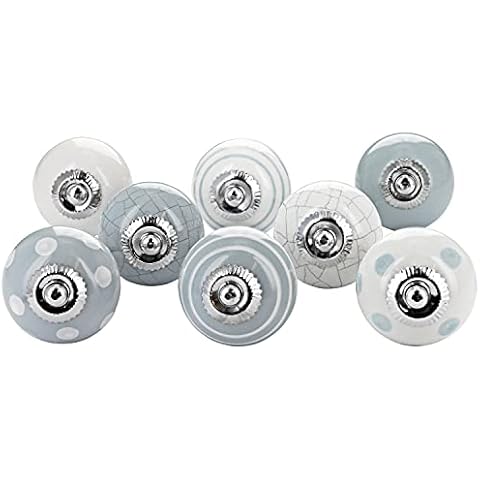 G Decor Grey and White Ceramic Door Knobs Cover