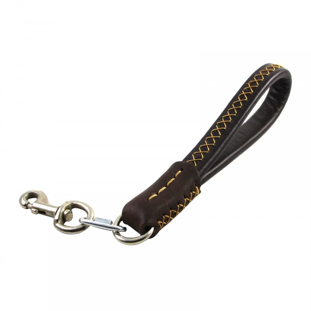 Correa corta para perro, correa de entrenamiento de cuero con asa acolchada y clip de mosquetón para perros medianos y grandes (35 cm de largo y 2 cm de ancho)