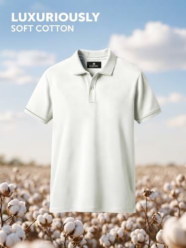 Image of XYXX Men's Apex Mercerized Cotton Striped Collar Pique Polo T-Shirt