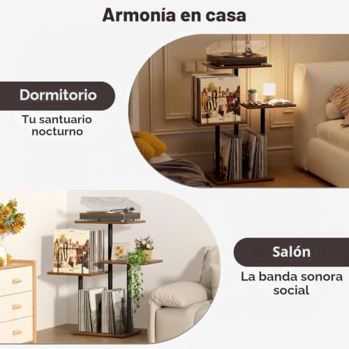 Mueble para tocadiscos de madera Bikoney con exhibidor de discos de vinilo 5