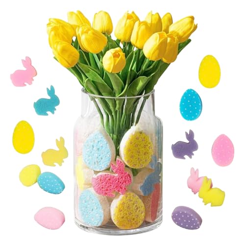 Tuxuseo Easter Bunny Decoration Item - Lifelike Festive Table Centrepiece | Spring Decoration with Rabbit Flowers | For Etagere Bedside Table Living Room Table Decoration