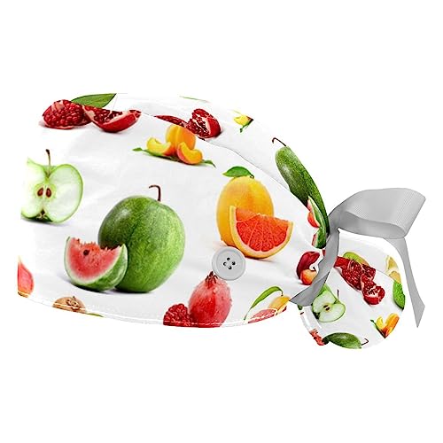Lot de 2 bonnet bouffant avec bandeau anti-transpiration ajustable VERED motif fruits