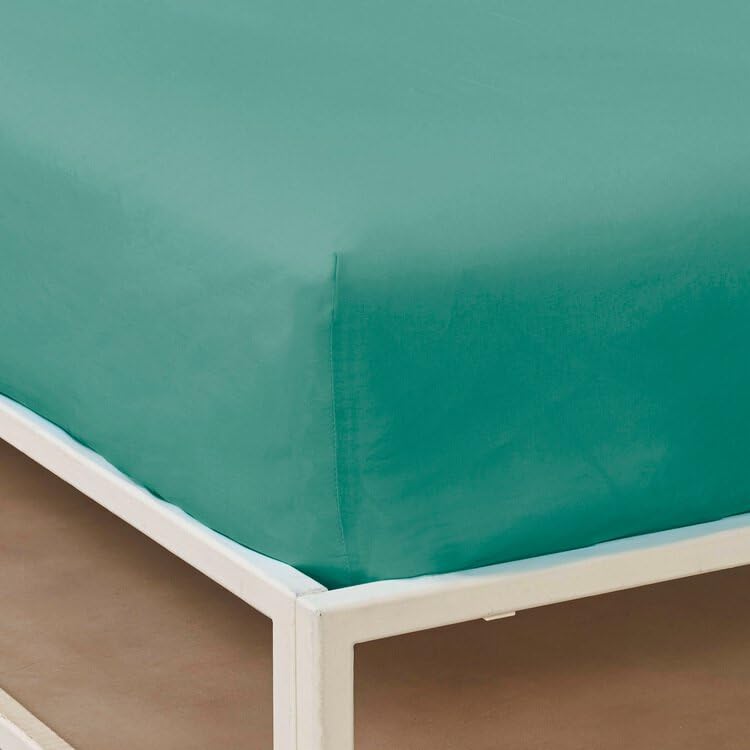Bassetti Sábana bajera perfecta con esquinas desprendibles para cama de matrimonio, color liso, 100% algodón estadounidense, fabricada en Italia, Lago, 2 plazas, matrimonial – 175 x 200 cm