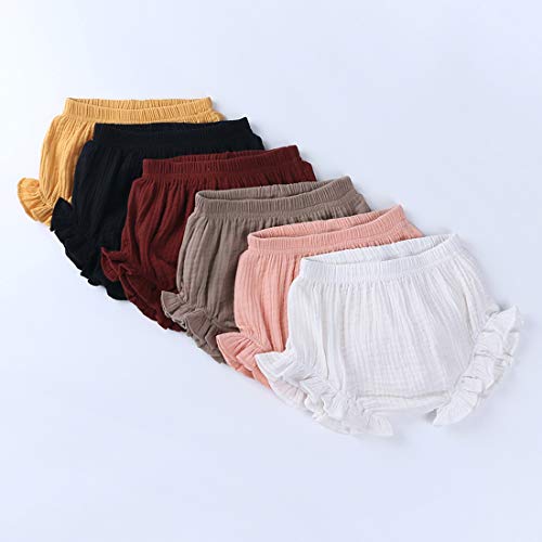 3-Pack Baby Girls Ruffle Bloomer Shorts Toddler Cute Cotton Linen Panty Diaper Covers #TOP4