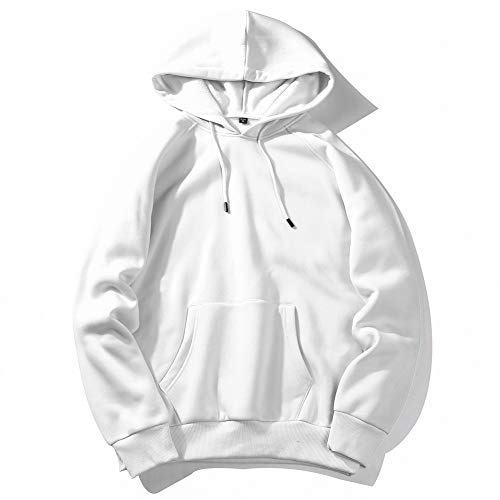 Bebling Sudadera con Capucha de vellón para Hombres Sudadera con Capucha Lisa, Blanco, pequeño
