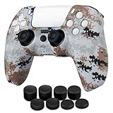 TNP コントローラーケース PS5用 シリコンコントローラースキン カバー用 + 8 Proサムグリップセット Sony PlayStation 5 Skins アクセサリー 迷彩グレー 人間工学に基づいたテクスチャードグリップ