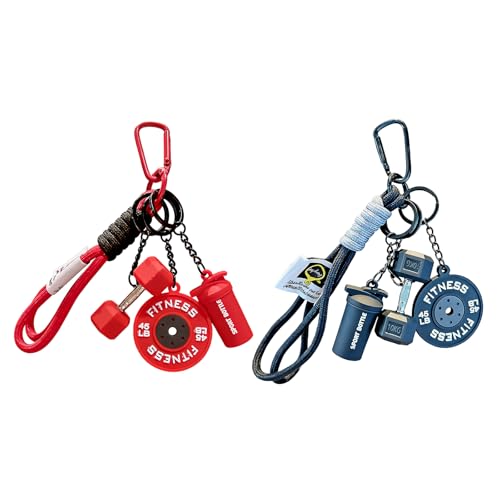 BelleFlair 2 pezzi portachiavi fitness con piatto pesi manubrio, accessori