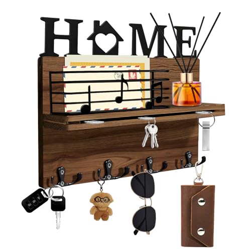 Dictien Schlüsselbrett mit ablage, Schlüsselhalter holz mit 4 Schlüsselhaken, Wandmontage schlüsselboard für wand Eingang, Mudroom, Flur, Schlafzimmer, Wohnzimmer