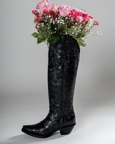 Womens Cowboy Boots Embossed Knee High Western Boots Pointed Toe Comfortable Chunky Heel Pull on Riding Cowgirl Boots4