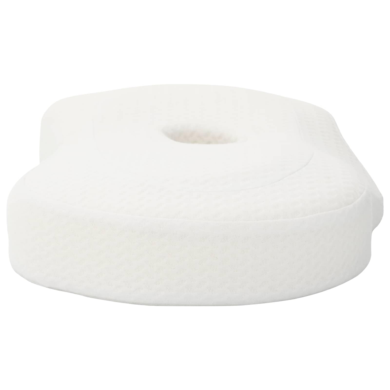Almohada cervical blanca 53 x 35 x 11 cm de espuma viscoelástica con forma ergonómica transpirable y lavable para dormitorio, cama, almohada para dormir de lado y soporte cervical