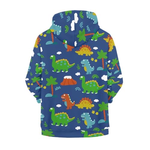 GLUDEAR Kids Dinosaur Hoodies Boys Girls Cartoon Dinosaur Zipper Jacket Pullover Hooded Sweatshirt for 6-16 Years2
